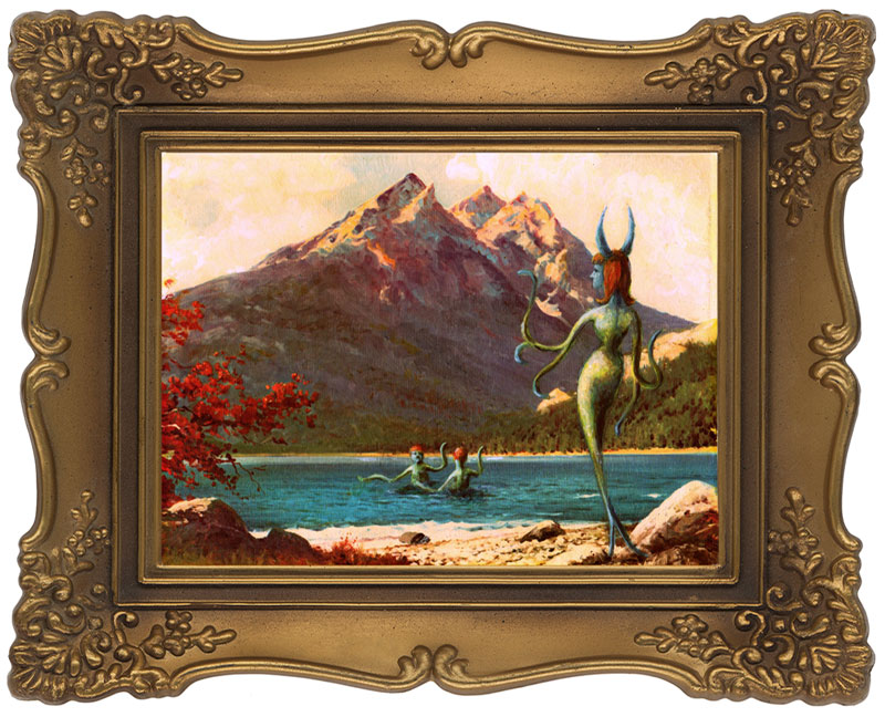 inserting monsters into thrift store paintings by thyrza segal (14)