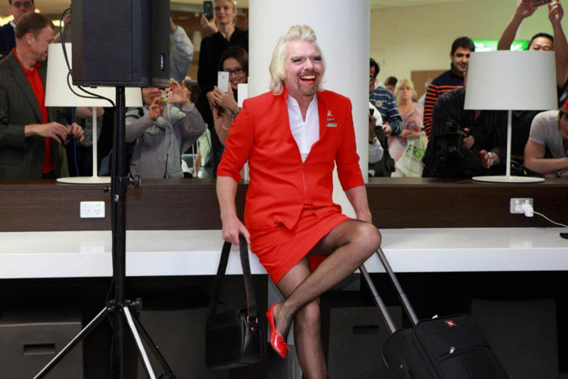 richard branson loses bet dresses as a female stewardess (6)