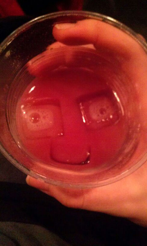 smiling face in drink ice cubes 50 Faces in Everyday Objects