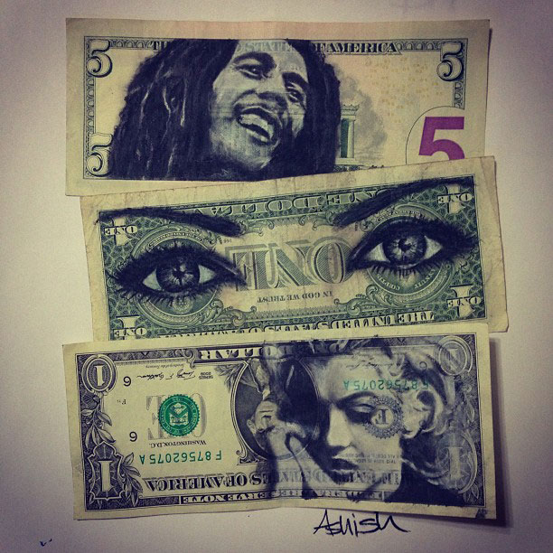dollar bill art currency doodles by hash ashish patel (5)