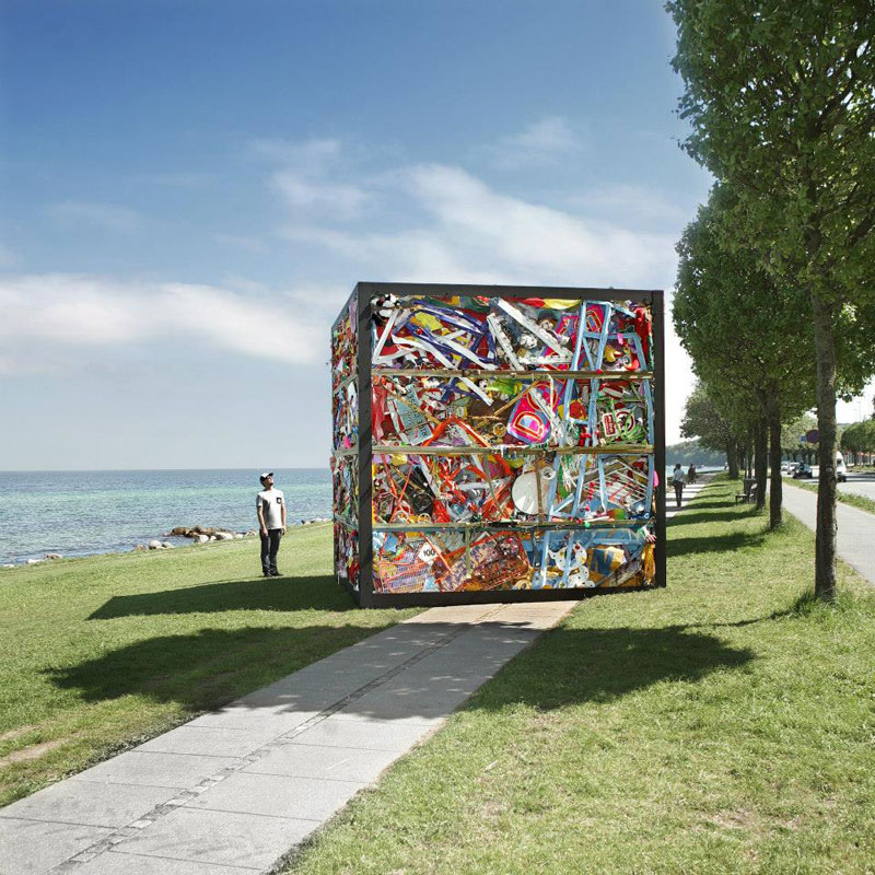 entire amusement park crushed into cube james dive glue society once sculpture by the sea denmark (5)