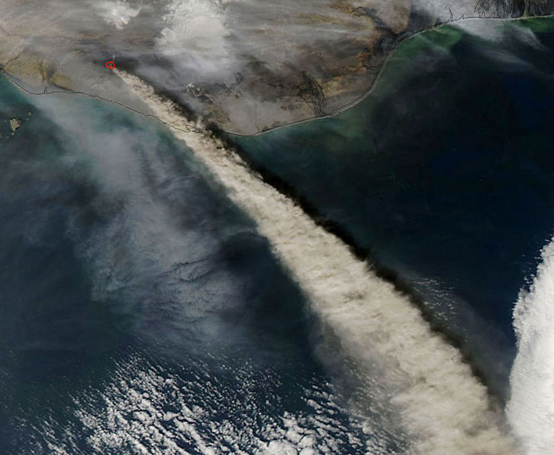 Eyjafjallajokull Volcano, Iceland from space aerial nasa