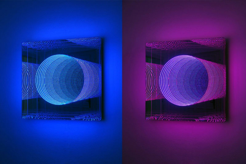 infinite led artworks plexiglass mirrors hans kotter 1 This Light Bending Cube of One Way Mirrors Will Really Trip You Out