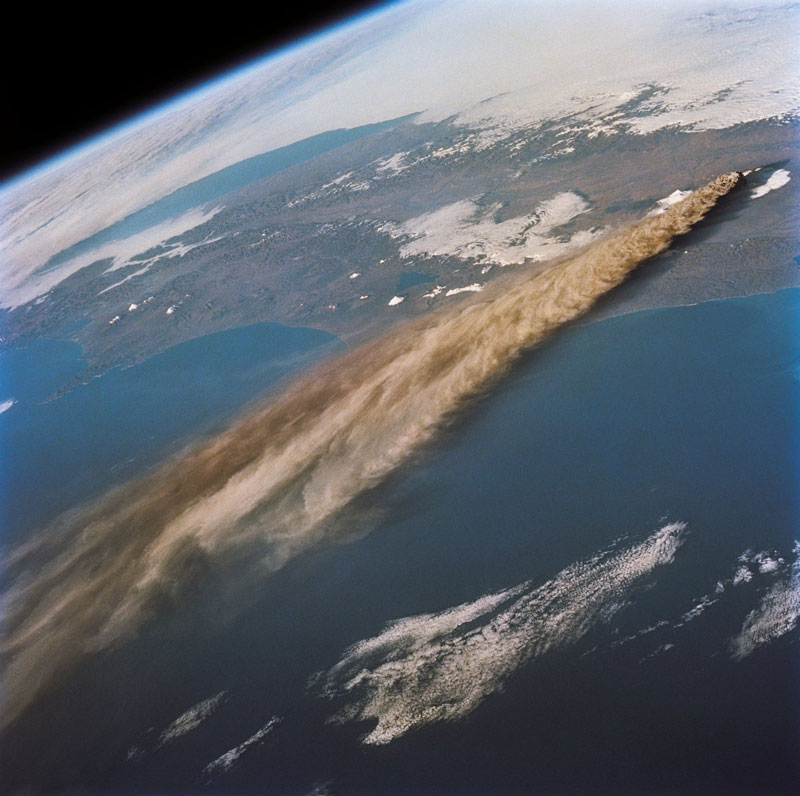 kliuchevskoi volcano kamchatika russia from space aerial nasa