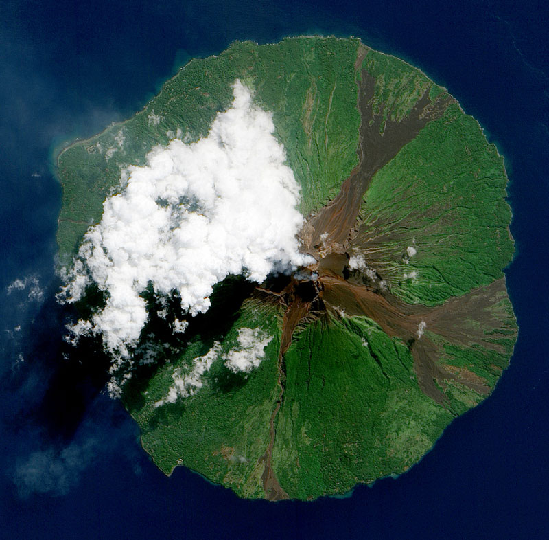 Manam Volcano, Papua New Guinea from space aerial nasa