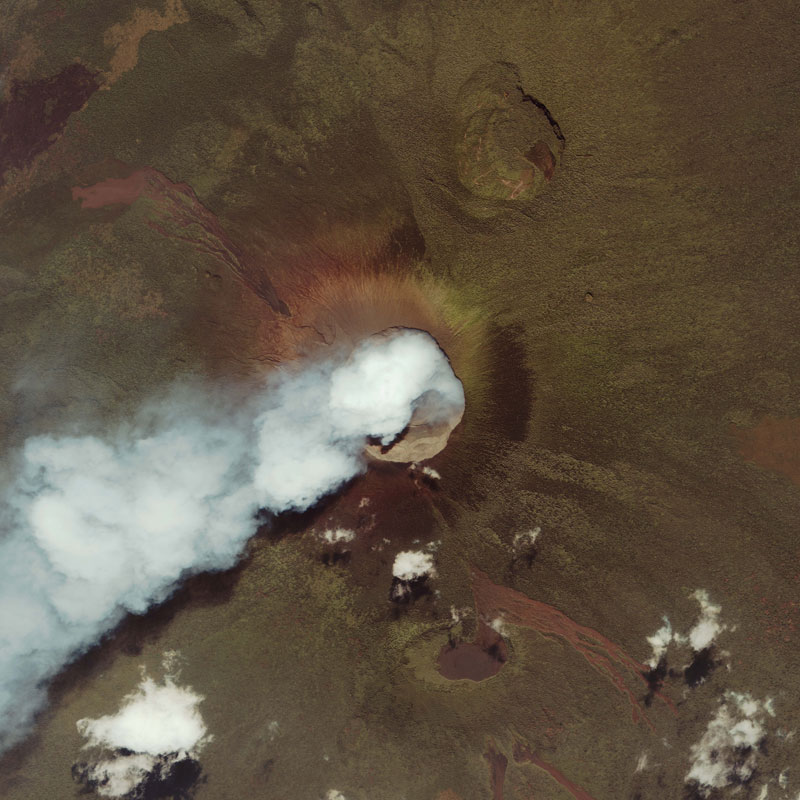 Nyamuragira and Nyiragongo east africa volcano from space aerial nasa