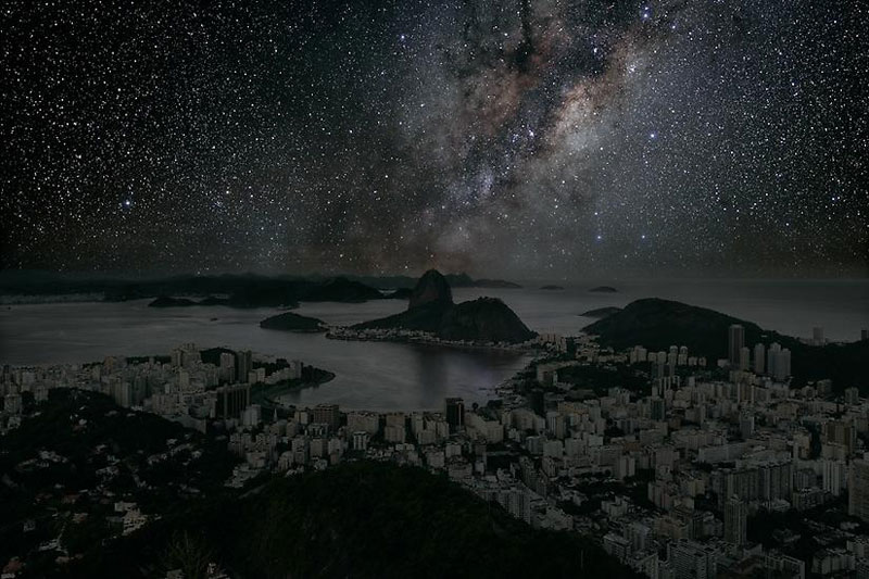 rio darkened cities by thierry cohen Night Time Landscape Photos Completely Illuminated by Moonlight