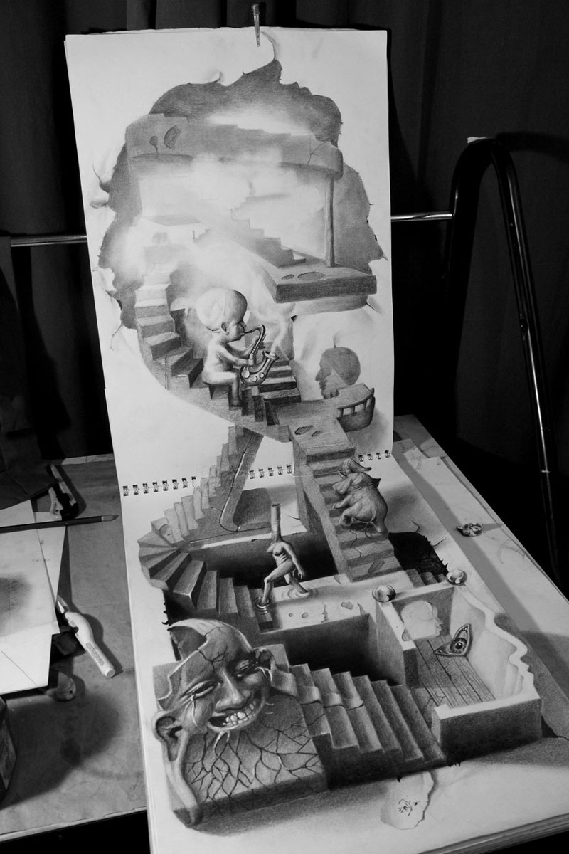 Anamorphic 3D Pencil Drawings by Fredo (4)