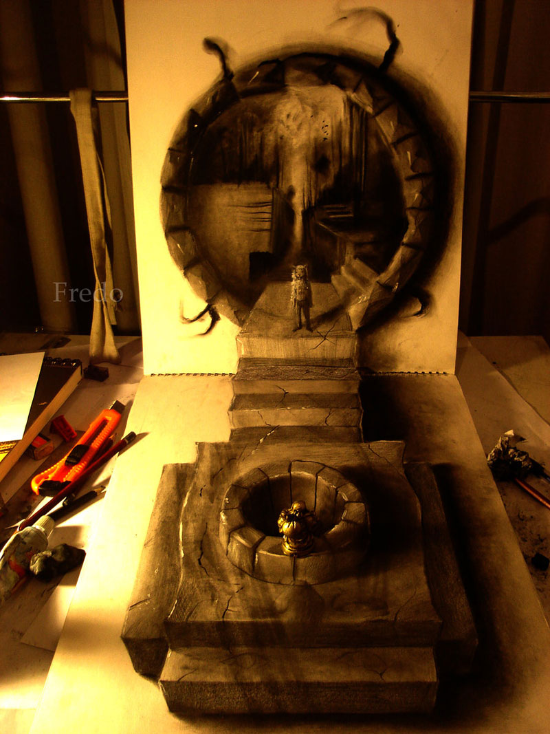 Anamorphic 3D Pencil Drawings by Fredo (5)