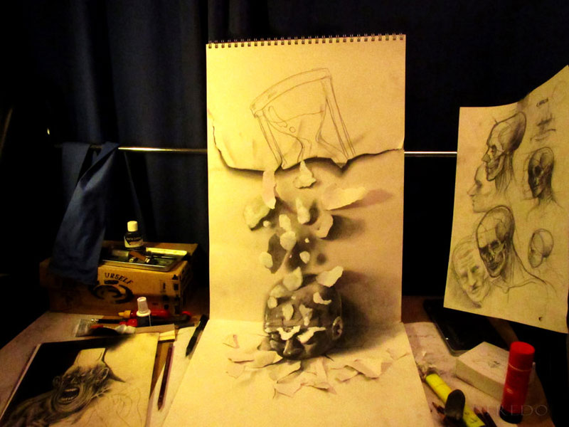 Anamorphic 3D Pencil Drawings by Fredo (7)