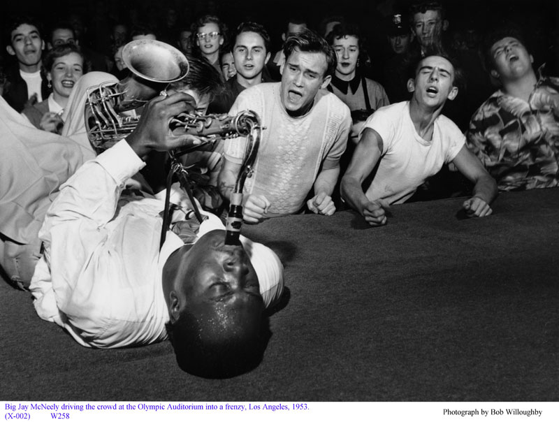 big jay mcneely on sax olympic auditorium la 1953 bob willoughby 20 Historic Black and White Photos Colorized