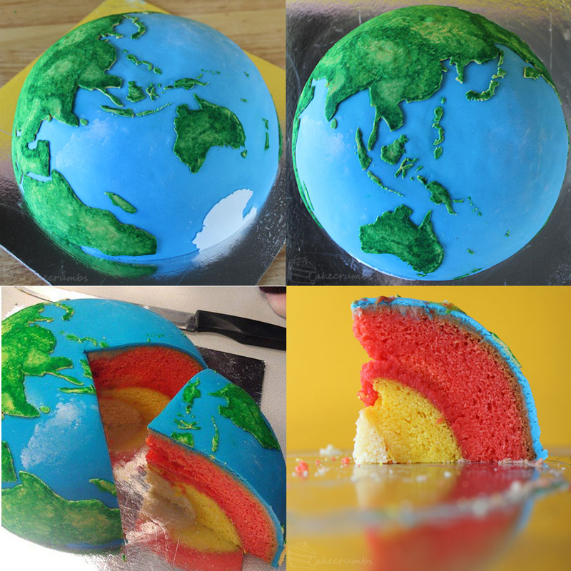 earth planet cake by cakecrumbs Spherical Layer Cake Planets by Cakecrumbs