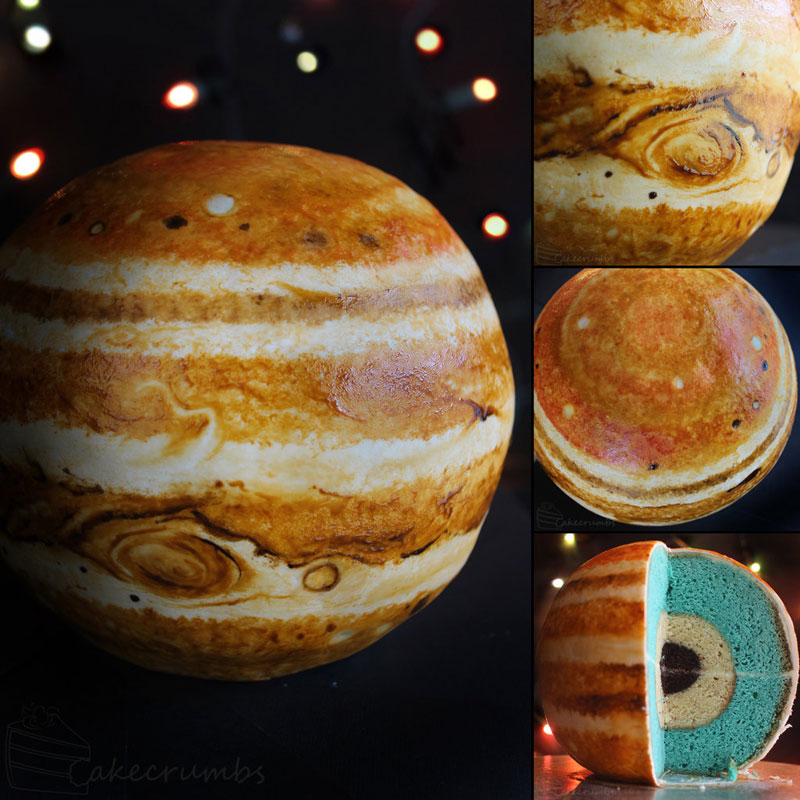 jupiter planet cake by cakecrumbs 3 Spherical Layer Cake Planets by Cakecrumbs