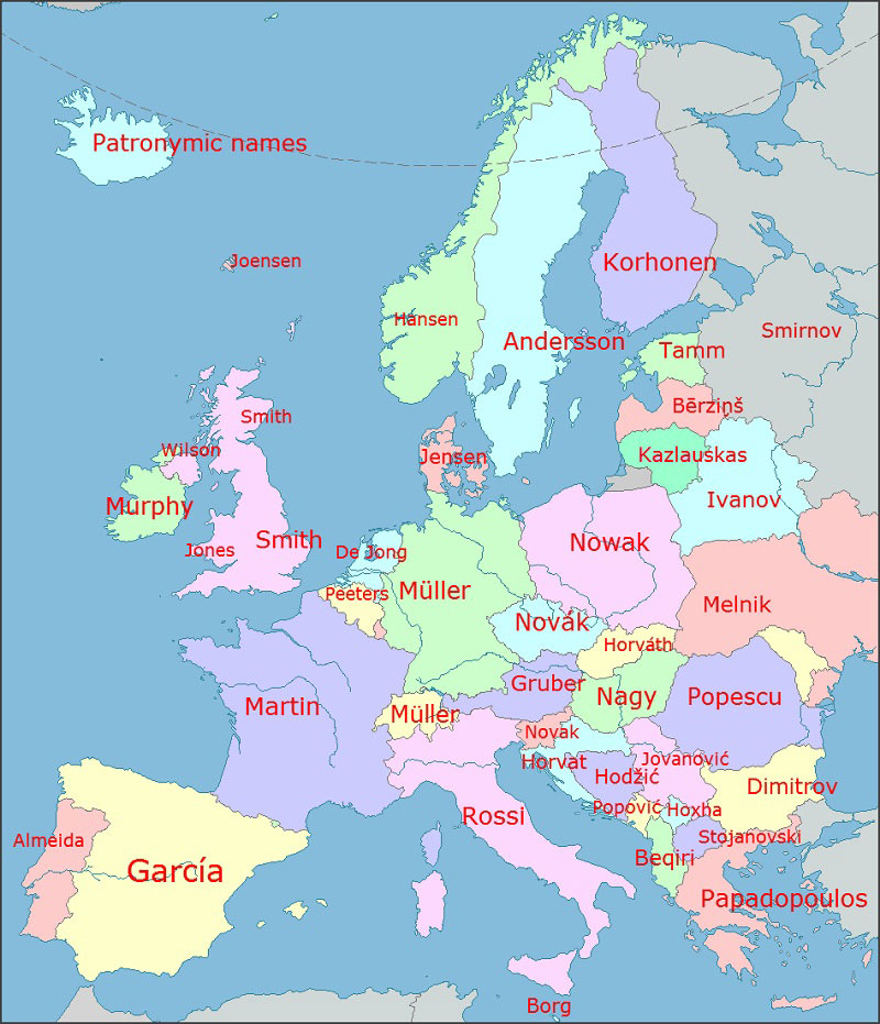 map of most common surnames in europe 40 Maps That Will Help You Make Sense of the World