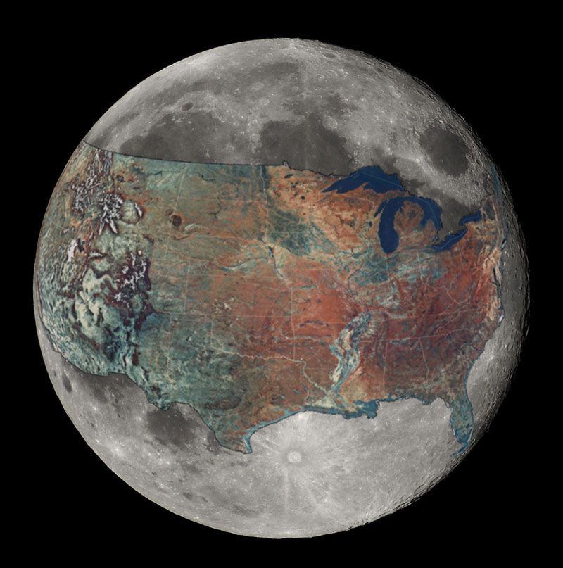 map of united states overlaid on the moon 40 Maps That Will Help You Make Sense of the World