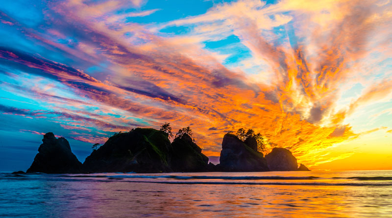 sunset shi shi beach olympic national park washington Picture of the Day: Electric Sunset at Shi Shi Beach