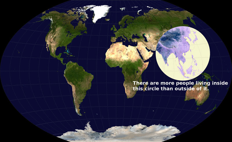 there are more people living inside this circle than outside of it If the World were Represented by 100 people this is What it Would Look Like