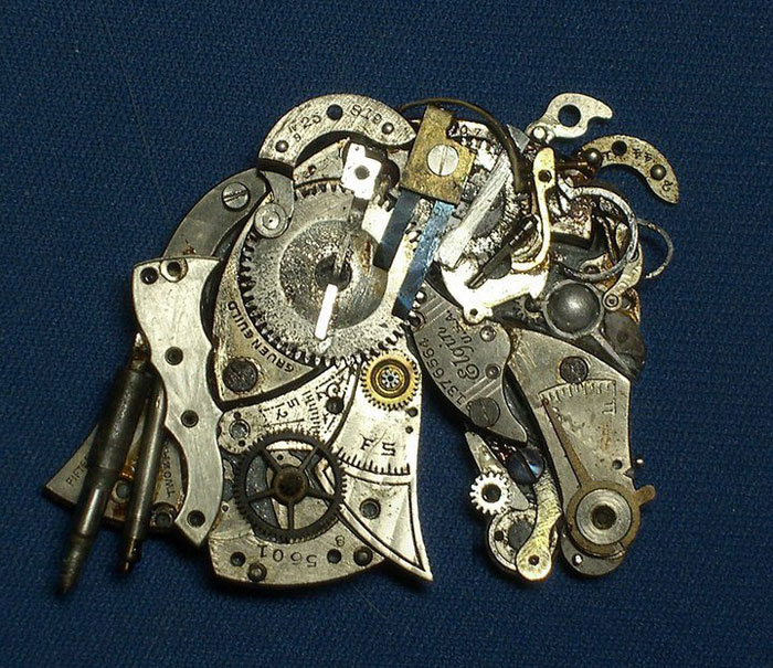 sculptures made from old watch parts sue beatrice (2)