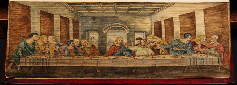 the last supper fore edge book painting 40 Hidden Artworks Painted on the Edges of Books