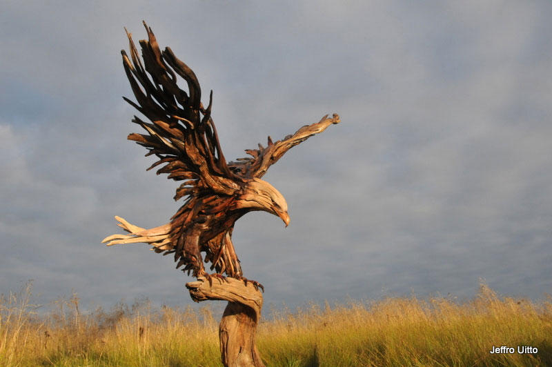 driftwood sculptures by jeffro uitto knock on wood 10 The Incredible Scrap Metal Animal Sculptures of John Lopez