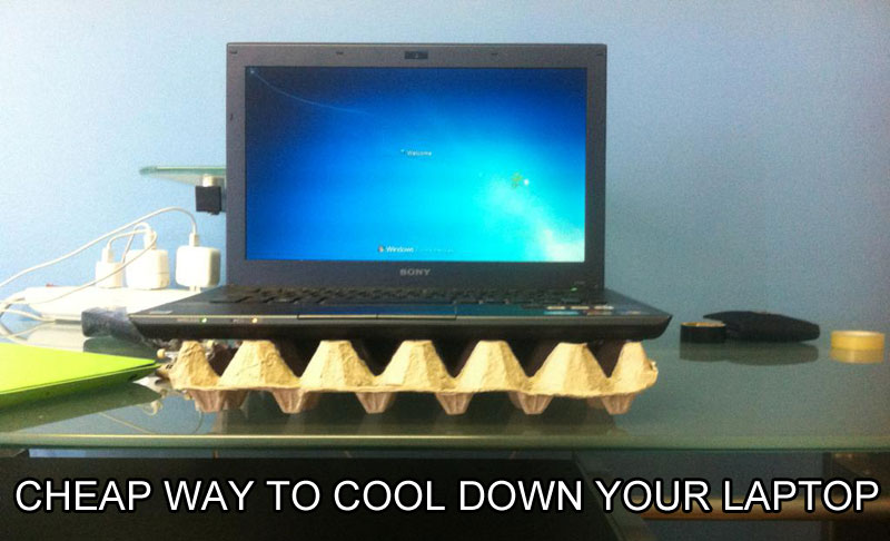 egg carton laptop cooler stand life hack 40 Clever Life Hacks to Simplify your World