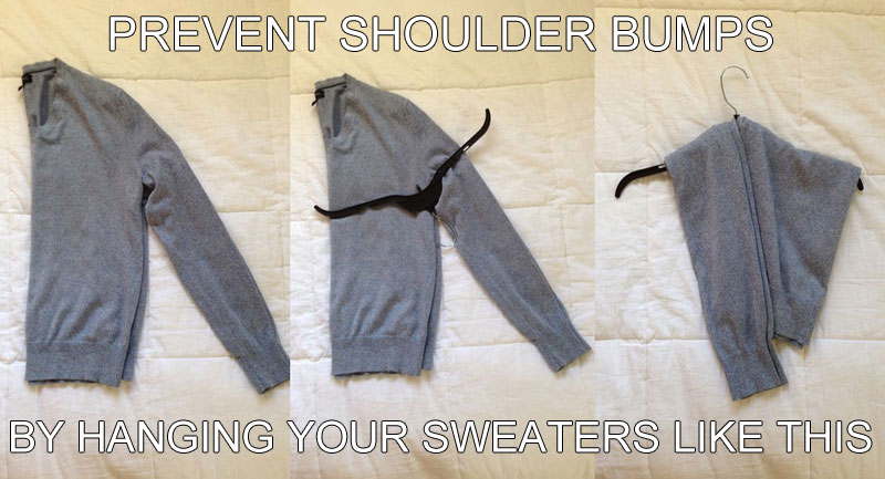 how to hang a sweater on a hanger lifehack 40 Clever Life Hacks to Simplify your World