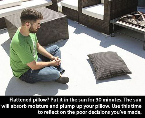 pillow in sun life hack 40 Clever Life Hacks to Simplify your World