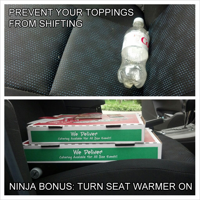 prevent pizza toppings from shifting while driving life hack 40 Clever Life Hacks to Simplify your World