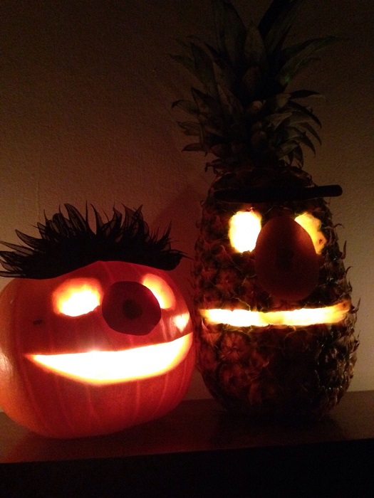 bert and ernie pumpkin pineapple halloween