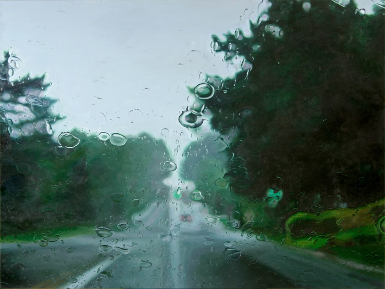 LowRoad  by Gregory Thielker oil painting through car windshield