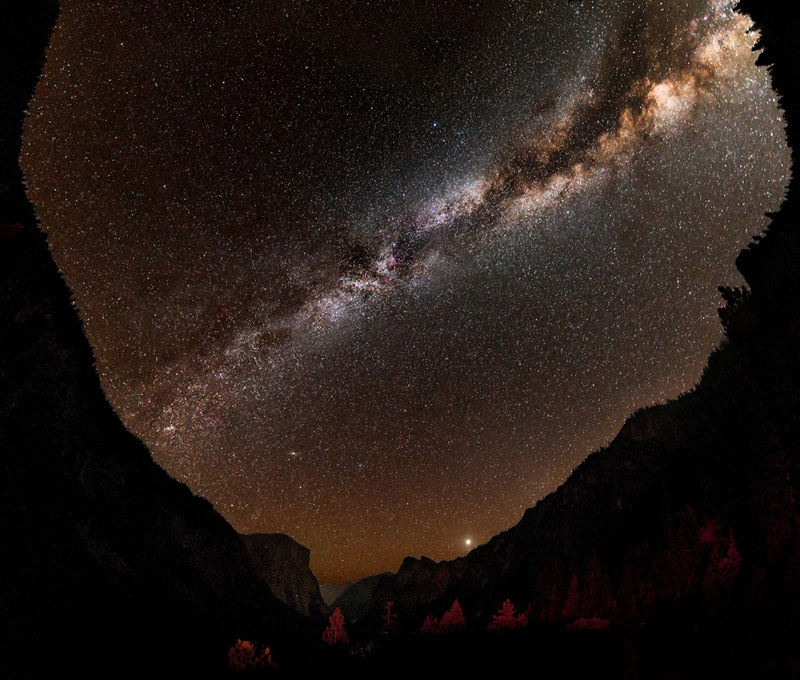 milky way night sky starts tunnel view yosemite national park
