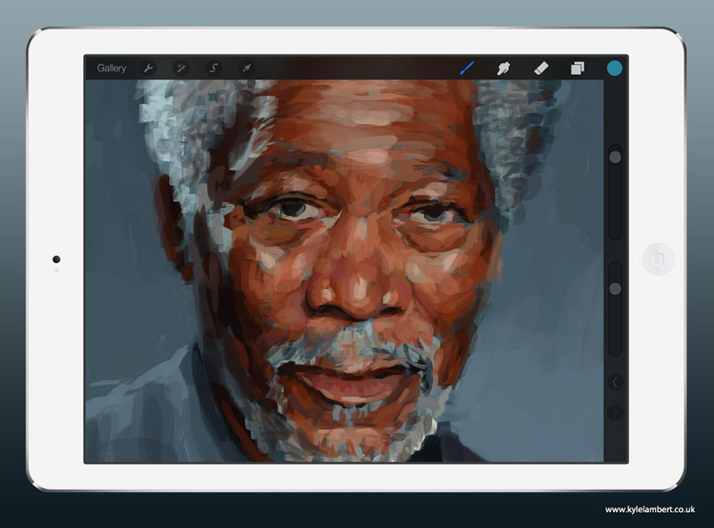kyle lambert morgan freeman ipad finger painting stage 1 This Was Made with a Finger and 285,000 Brush Strokes... on an iPad