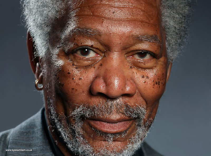 kyle lambert morgan freeman photorealistic ipad painting This Artist Only Uses Her Fingers to Paint and the Results are Amazing