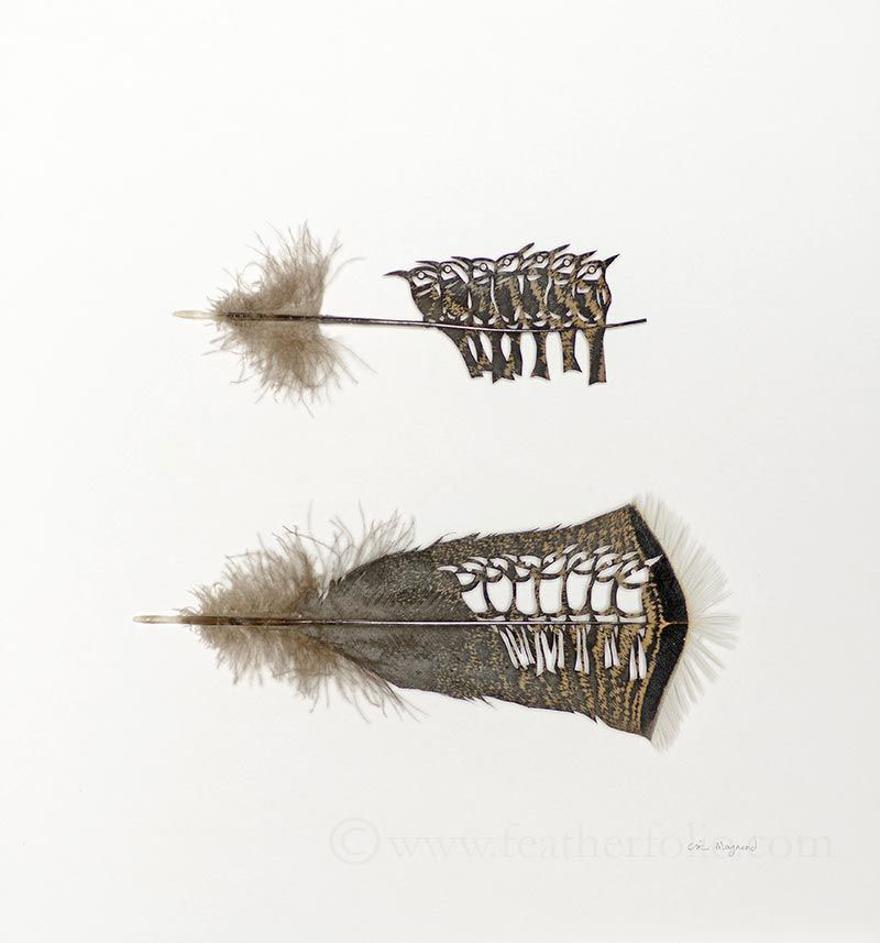 feather cutting art by chris maynard featherfolio 3 Leaf Beasts: Animal Sculptures Made from Dried Magnolia Leaves