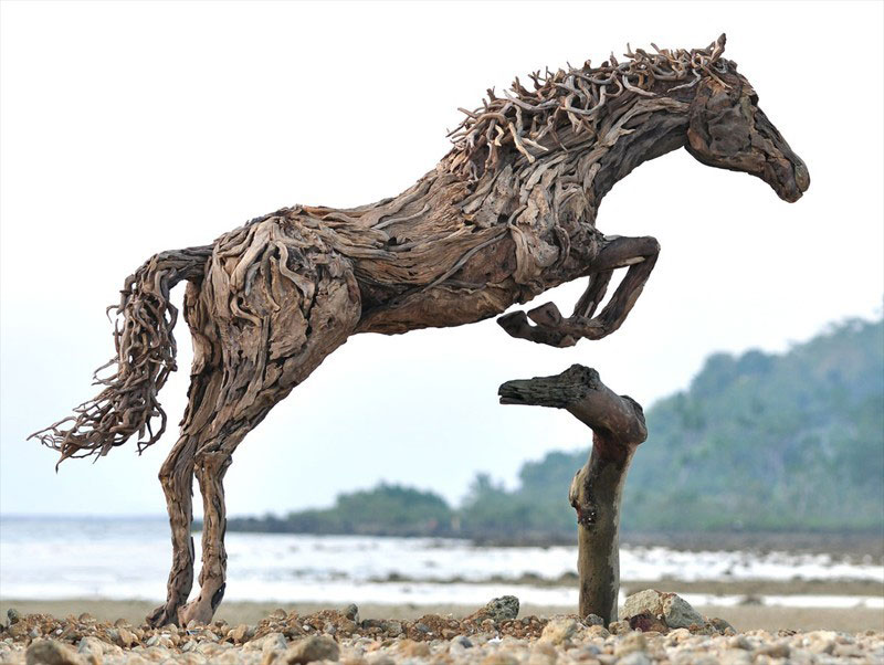 galloping horses made from driftwood by james doran-webb (8)