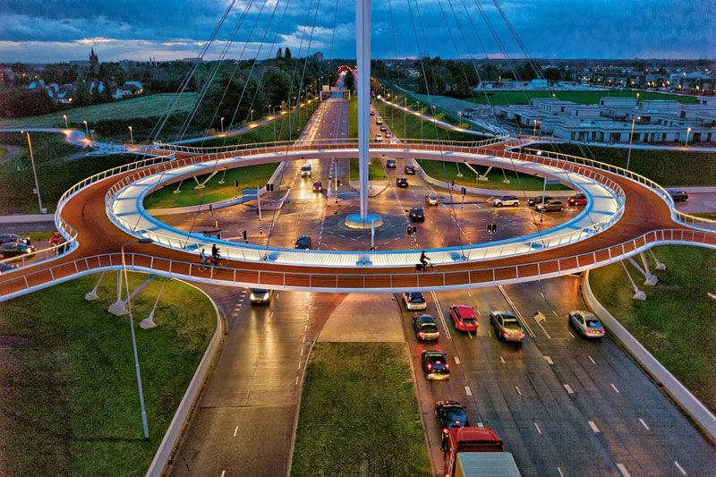 World's First Suspended Bicycle Roundabout hovenring by ipv delft netherlands (1)