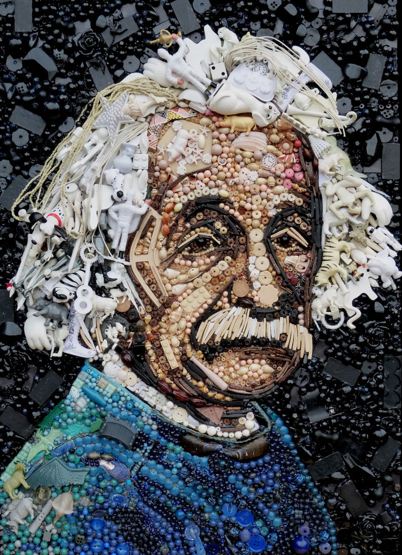 Famous Portraits Recreated from Recycled materials and found Objects by Jane Perkins  (2)