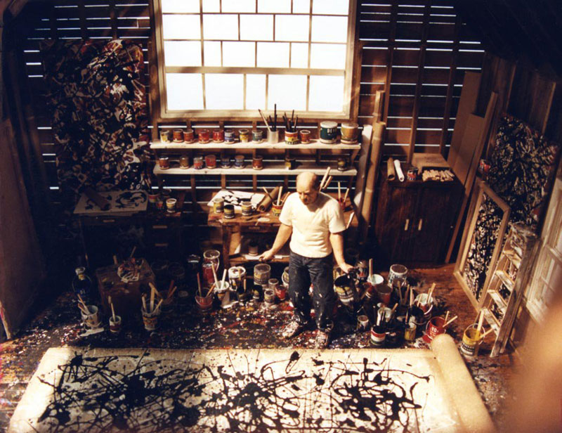 jackson-pollock in studio miniature model diorama by joe fig