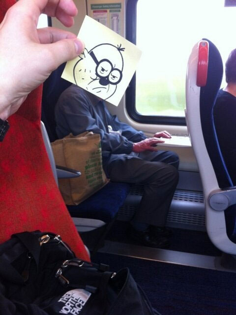 october jones gives people cartoon faces on train ride to work (7)