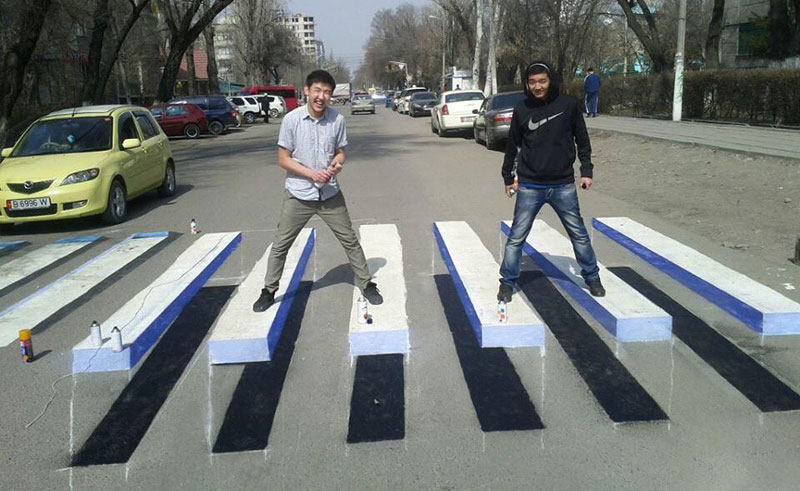 3d crosswalk street art kyrgyzstan The Top 50 Pictures of the Day for 2014