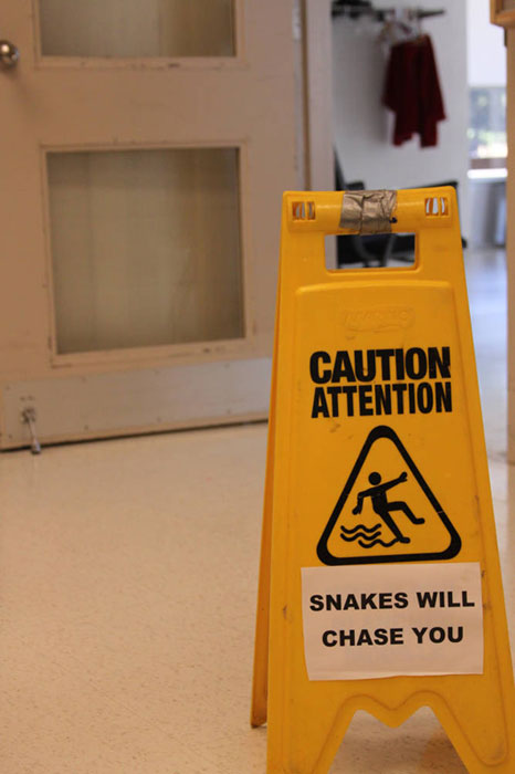 caution wet floor sign snakes