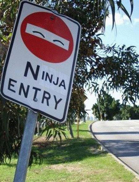 ninja no entry sign funny