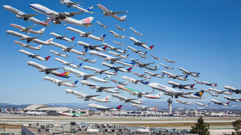 Eight Hour of Takeoffs at LAX COMPOSITE BY MIKE KELLEY