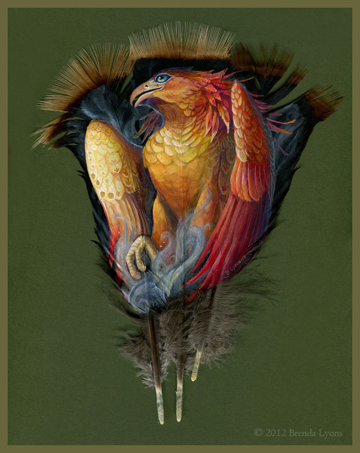 animals painted onto bird feathers by brenda lyons falcon moon studio (7)