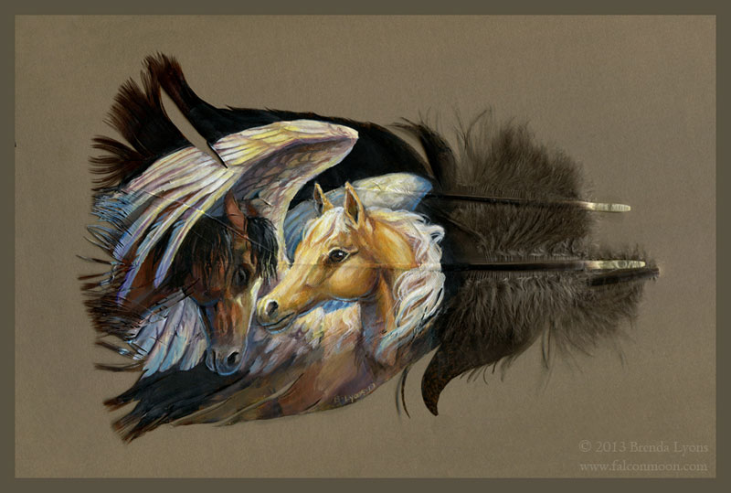 animals painted onto bird feathers by brenda lyons falcon moon studio (8)