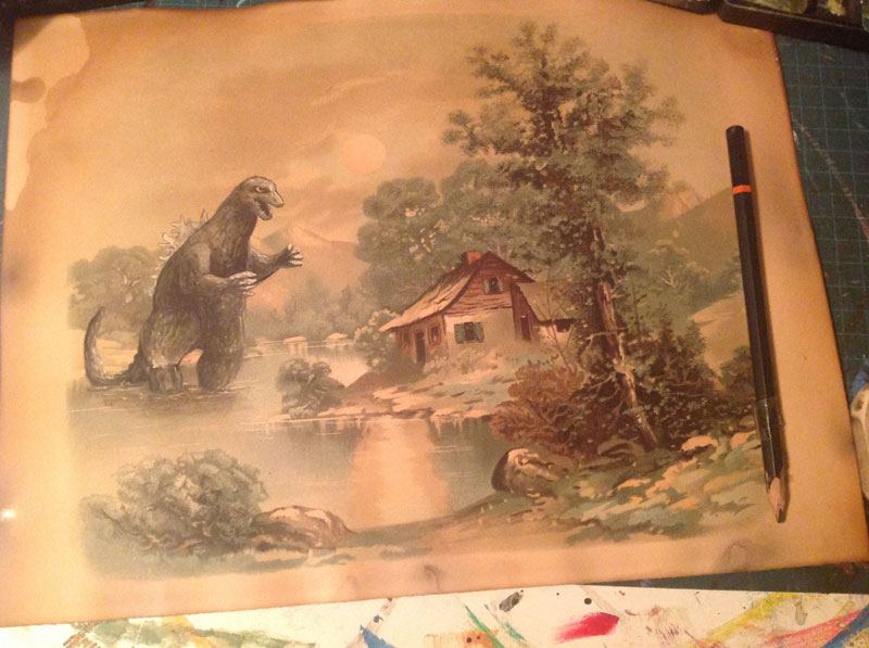 adding characters to thrift store paintings by david irvine gnarled branch (31)