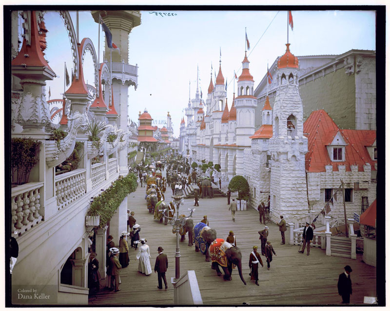 coney island in color circa 1905 luna park promenade (1)