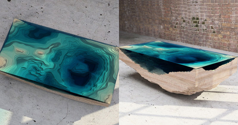 ocean cross section coffee table Rippling Water Tables by Zaha Hadid