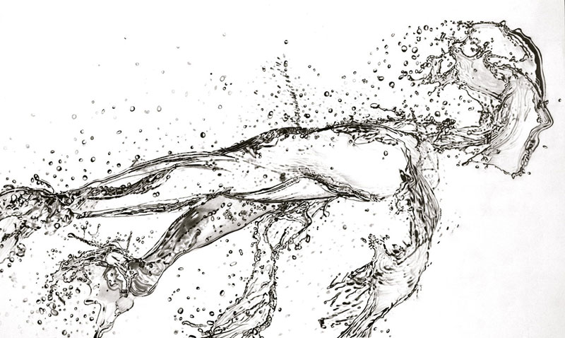running water  pencil  by paul stowe Ballpoint Pen and Gold Leaf Illustrations by Rebecca Yanovskaya