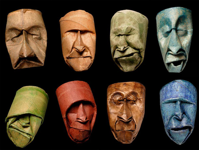 toilet paper roll faces by junior fritz jacquet 9 Geometric 3D Paper Masks by Steve Wintercroft